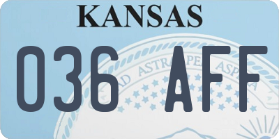 KS license plate 036AFF