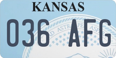 KS license plate 036AFG