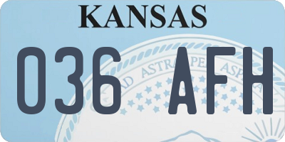 KS license plate 036AFH