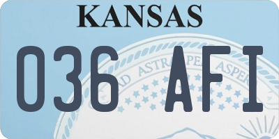 KS license plate 036AFI