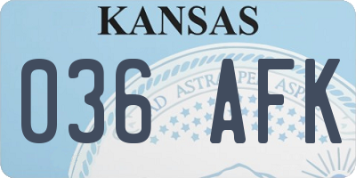 KS license plate 036AFK