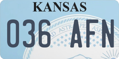 KS license plate 036AFN