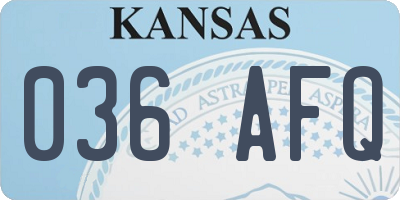 KS license plate 036AFQ