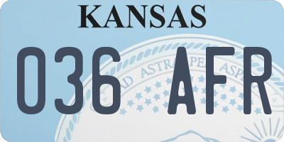 KS license plate 036AFR