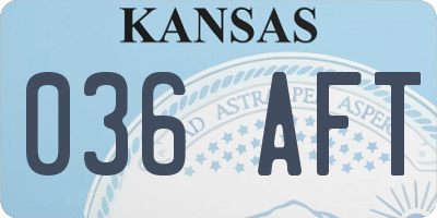 KS license plate 036AFT