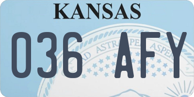 KS license plate 036AFY