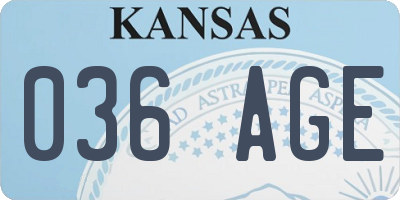 KS license plate 036AGE