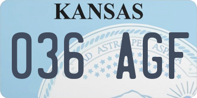 KS license plate 036AGF