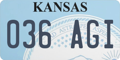 KS license plate 036AGI