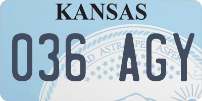 KS license plate 036AGY