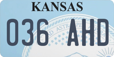 KS license plate 036AHD