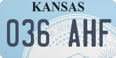 KS license plate 036AHF