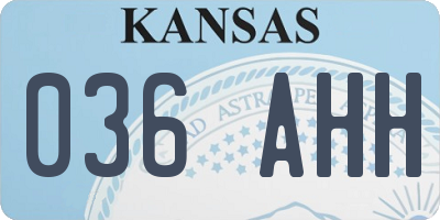 KS license plate 036AHH