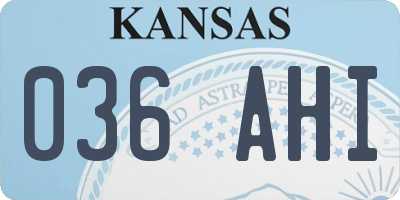 KS license plate 036AHI