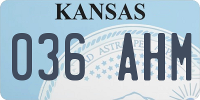 KS license plate 036AHM