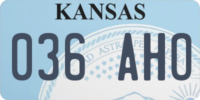 KS license plate 036AHO
