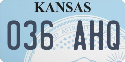 KS license plate 036AHQ