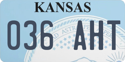 KS license plate 036AHT