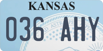 KS license plate 036AHY