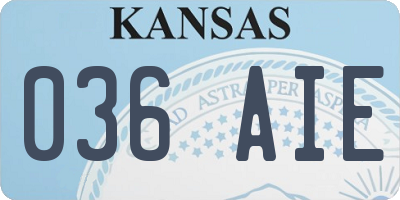 KS license plate 036AIE