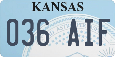 KS license plate 036AIF