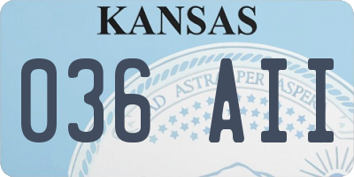 KS license plate 036AII