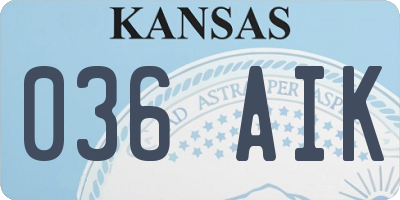 KS license plate 036AIK