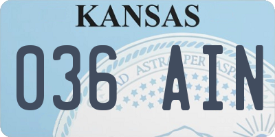 KS license plate 036AIN