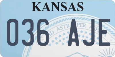 KS license plate 036AJE