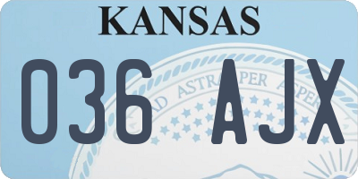 KS license plate 036AJX