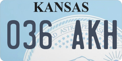 KS license plate 036AKH