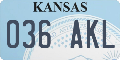 KS license plate 036AKL