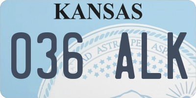 KS license plate 036ALK