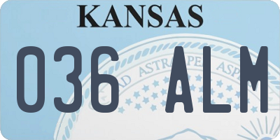 KS license plate 036ALM