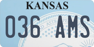 KS license plate 036AMS