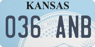 KS license plate 036ANB