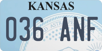 KS license plate 036ANF
