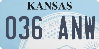 KS license plate 036ANW