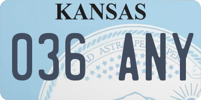 KS license plate 036ANY