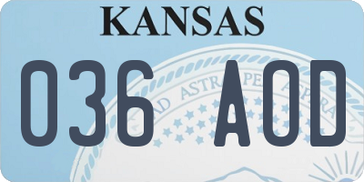 KS license plate 036AOD