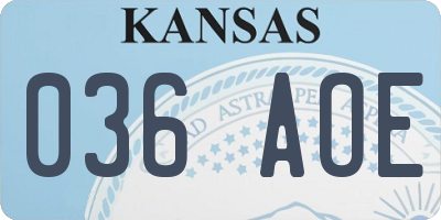 KS license plate 036AOE