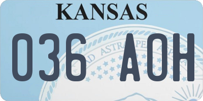 KS license plate 036AOH