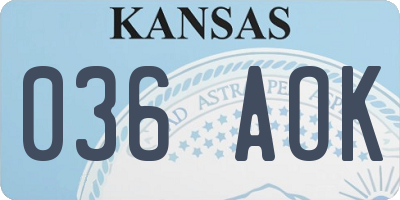 KS license plate 036AOK