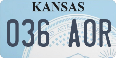 KS license plate 036AOR