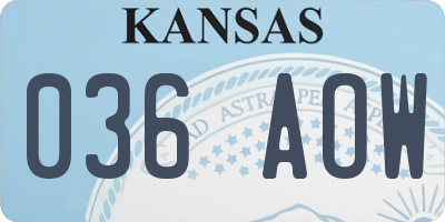 KS license plate 036AOW