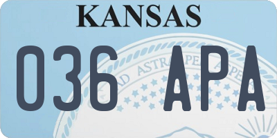 KS license plate 036APA
