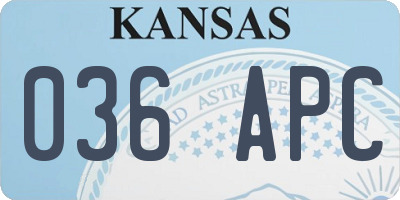 KS license plate 036APC