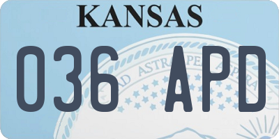 KS license plate 036APD