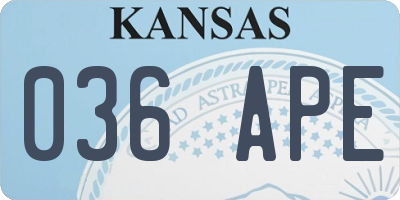 KS license plate 036APE