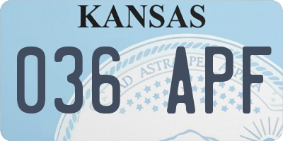 KS license plate 036APF